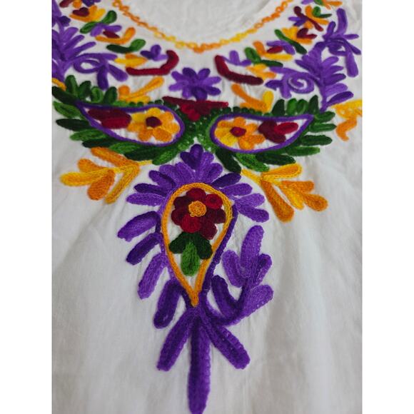 Peasant Tunic Embroidered Cotton Lightweight 2x Top Plus Size - Picture 2 of 8